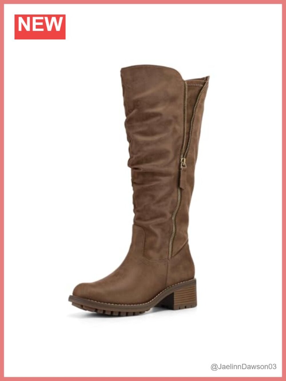 Women's Knee High Boots Side Zip Chunky Heel Fall Boots Wide
